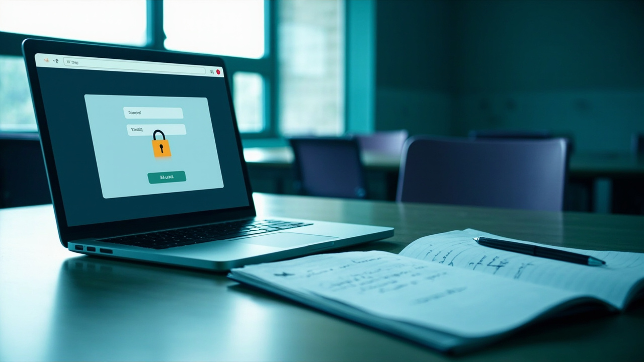 A teacher logging into a school account using a password manager on a laptop — NZ password managers for schools guide